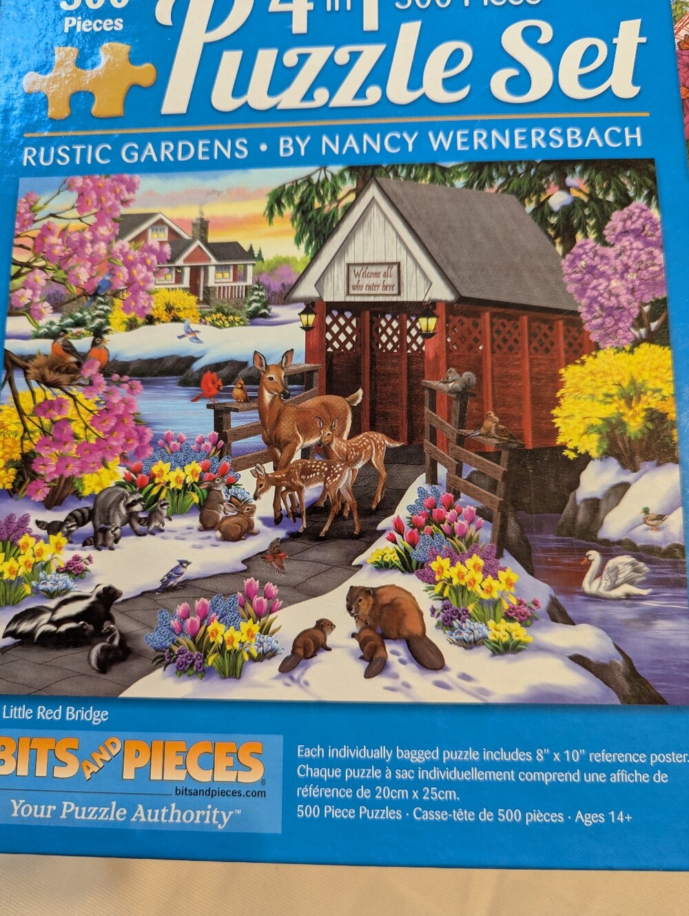 4 In 1 500 Piece Jigsaw Puzzle Set Rustic Gardens By Bits And Pieces Co
